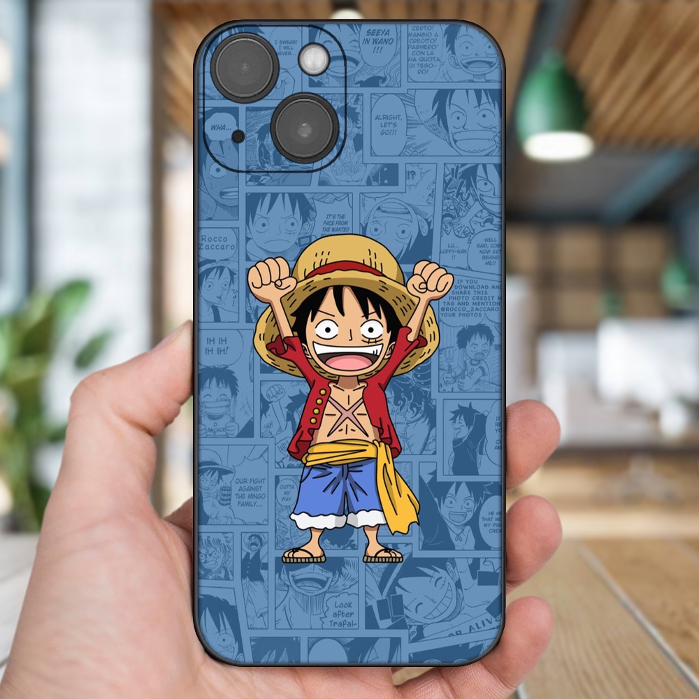 Ốp lưng iPhone 13 dẻo đen cạnh vuông in hình Luffy One Piece