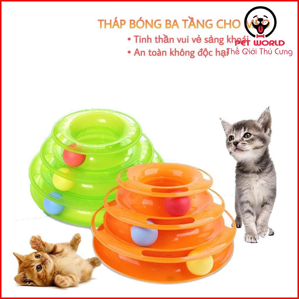 Đồ chơi mèo 3 tầng hình tháp banh cho mèo đùa nghich vui nhộn giảm stress cho mều
