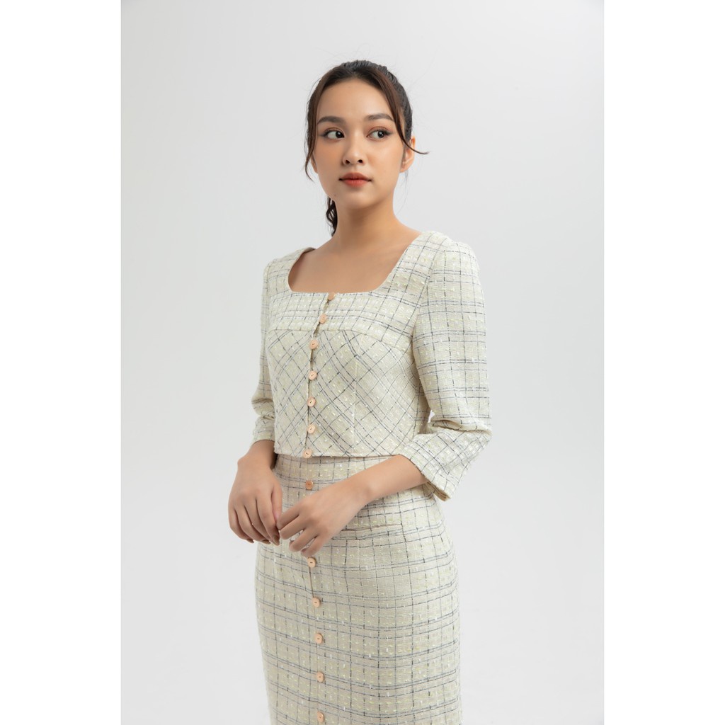 Áo sơ mi nữ kẻ tay lỡ IVY moda MS 17M5984