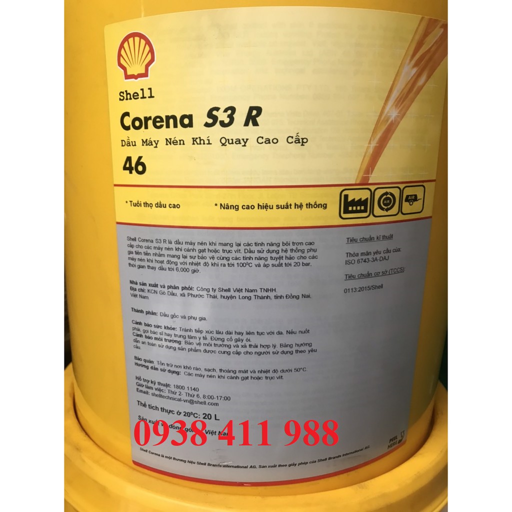 DẦU MÁY NÉN KHÍ SHELL CORENA S3 R46