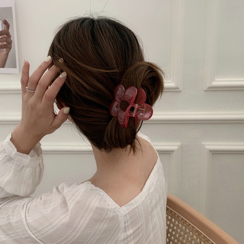 Kẹp Tóc Càng Cua Trong Suốt Bằng Acrylic Tạo Hình Bông Hoa Xinh Xắn Dành Cho Bé Gái