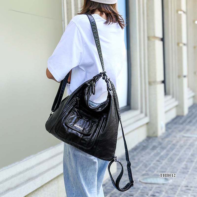 Túi da nữ, Túi đeo vai, đeo chéo kiêm balo, nhiều ngăn, vừa A4, siêu bền, dùng đi làm, đi chơi THB012