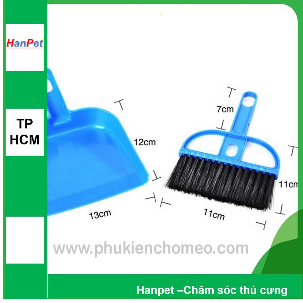 SP439 -  Bộ hót phân chó mèo kèm chổi MINI (hanpet 4711792) kích thước 13x12cm, xẻng  Hót kít chó / vệ sinh chó mèo
