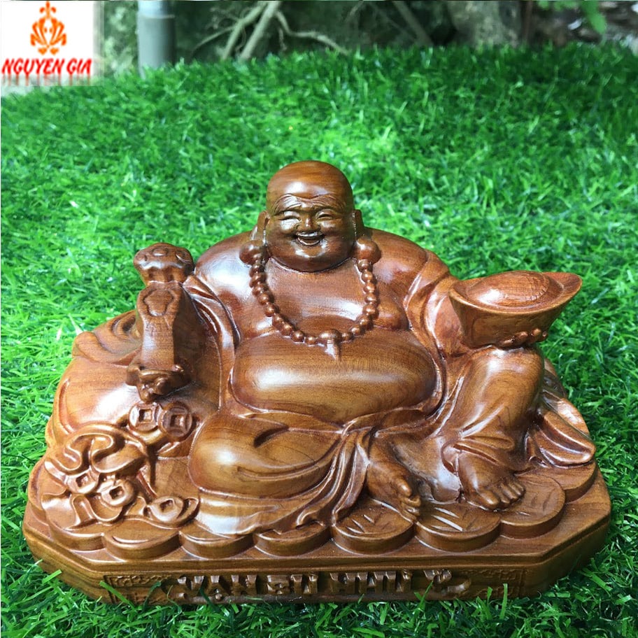 Tượng phật để xe ô tô Phật Di Lặc vạn sự như ý gỗ bách thơm mát trang trí taplo oto, để bàn