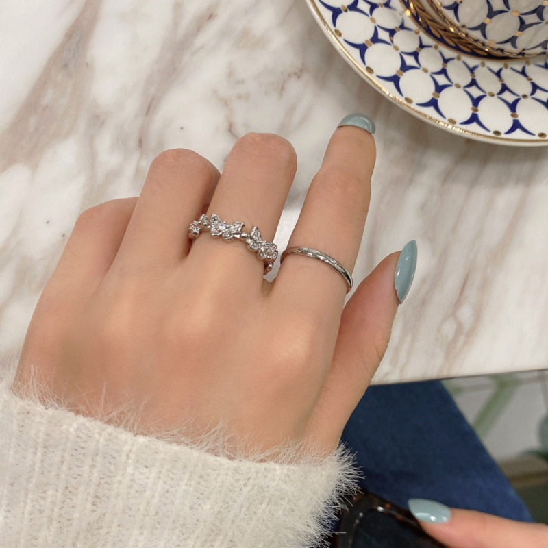 Nhẫn Hở Hình Bướm Đính Đá Phong Cách Hàn Quốc