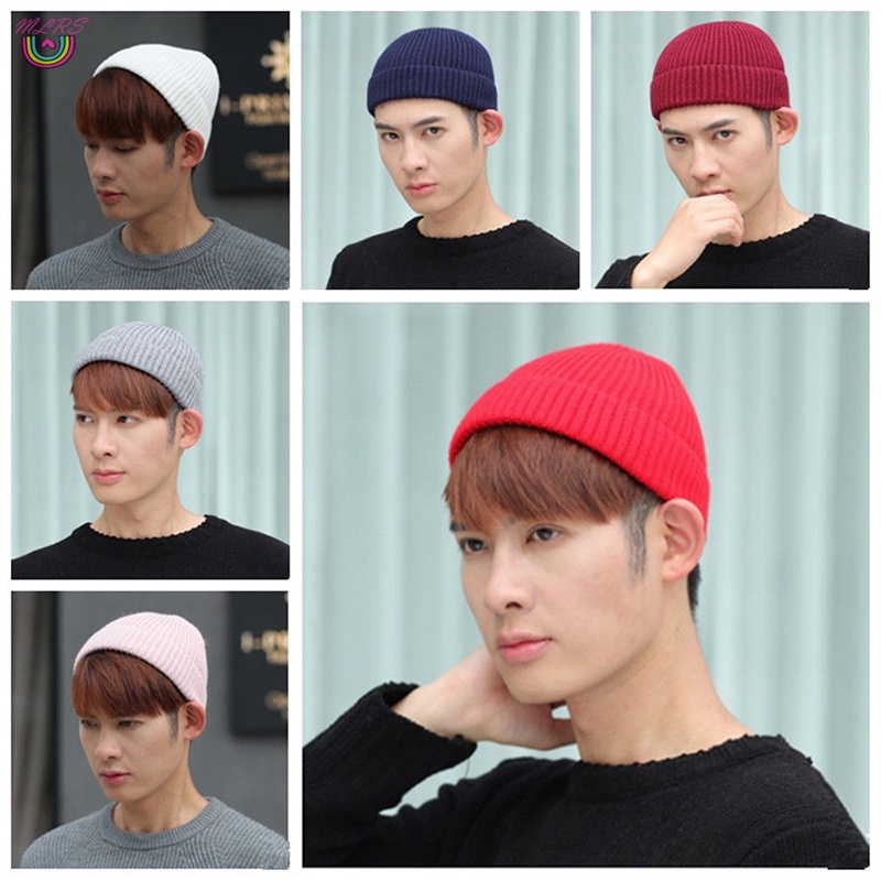 Mũ beanie dệt kim không vành phong cách cổ điển cho nam