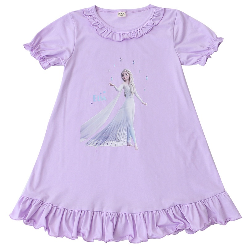 Bộ Đồ Ngủ Cotton Ngắn Tay Họa Tiết Công Chúa Elsa/Nàng Tiên Cá Dành Cho Bé Gái-KAD