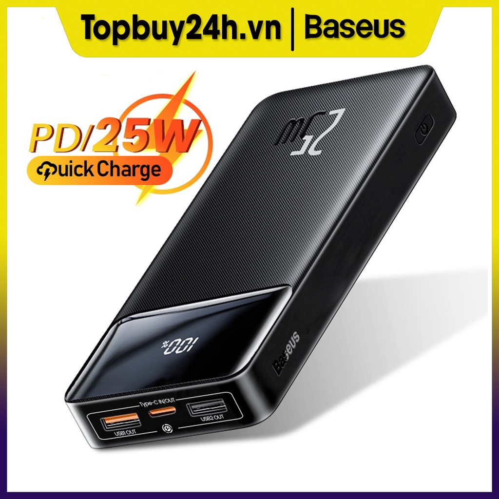 Pin sạc dự phòng Baseus 25W công suất 20000mAh hiển thị màn hình kỹ thuật số tiện dụng hỗ trợ sạc nhanh