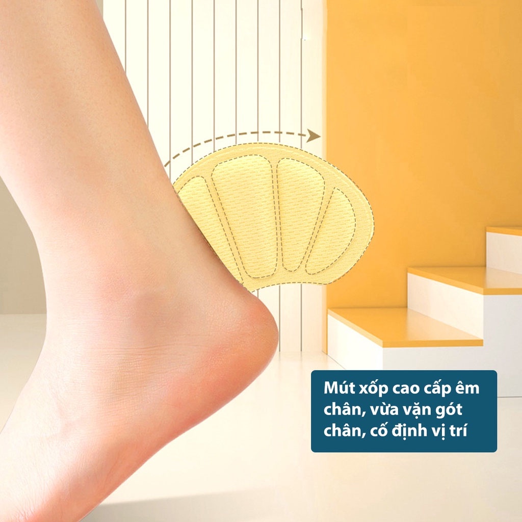 2 Miếng dán bảo vệ gót chân vỏ sò dùng cho giày thể thao, sneaker, giảm đau gót chân, giảm size - hickies lacing system