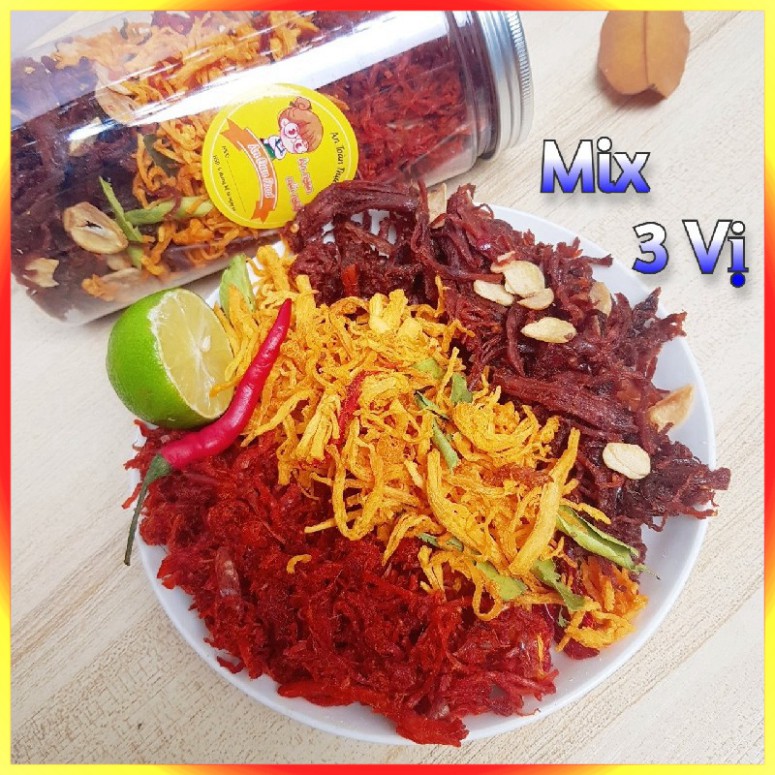 [Hàng Xuất Khẩu] Hũ 3 Vị Khô Gà – Khô Bò – Heo Cháy Tỏi [ LOẠI 1 ] Thơm Ngon Hũ Lớn 335G – Quà Tặng Ăn Vặt