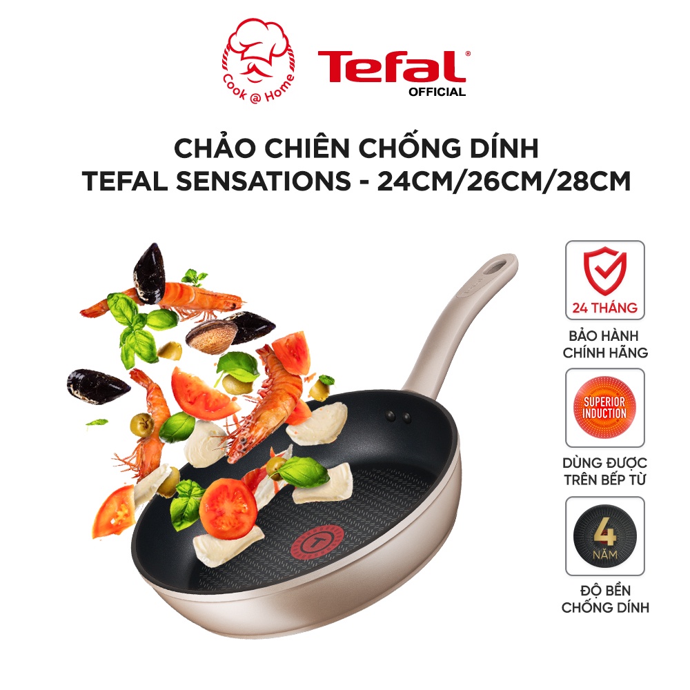 Chảo chiên chống dính Tefal Sensations dùng cho mọi loại bếp H9100414-H9100514-H9100614