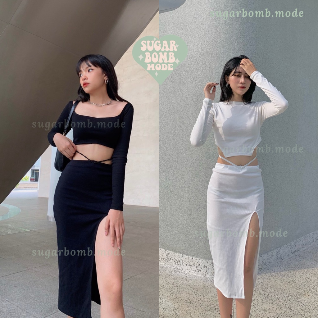 Chân váy cột eo freesize chất co giãn tôn dáng ôm vòng 3 quyến rũ cá tính trendy sugarbomb.mode