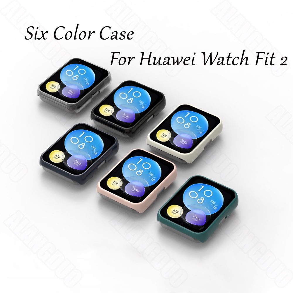 Ốp Điện Thoại Nhựa PC Cứng + Kính Cường Lực Bảo Vệ Đồng Hồ Thông Minh Huawei watch Fit 2 Huawei honor band 7 6 6Pro Pro