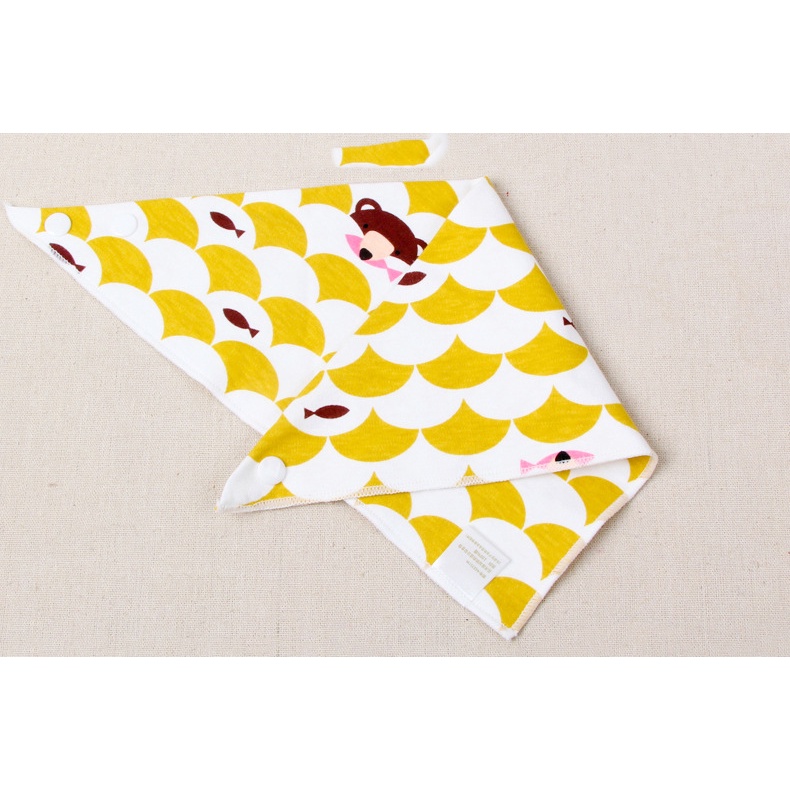 Khăn yếm tam giác cho bé chất liệu Cotton 2 lớp có cúc bấm cao cấp - Hải Anh Family