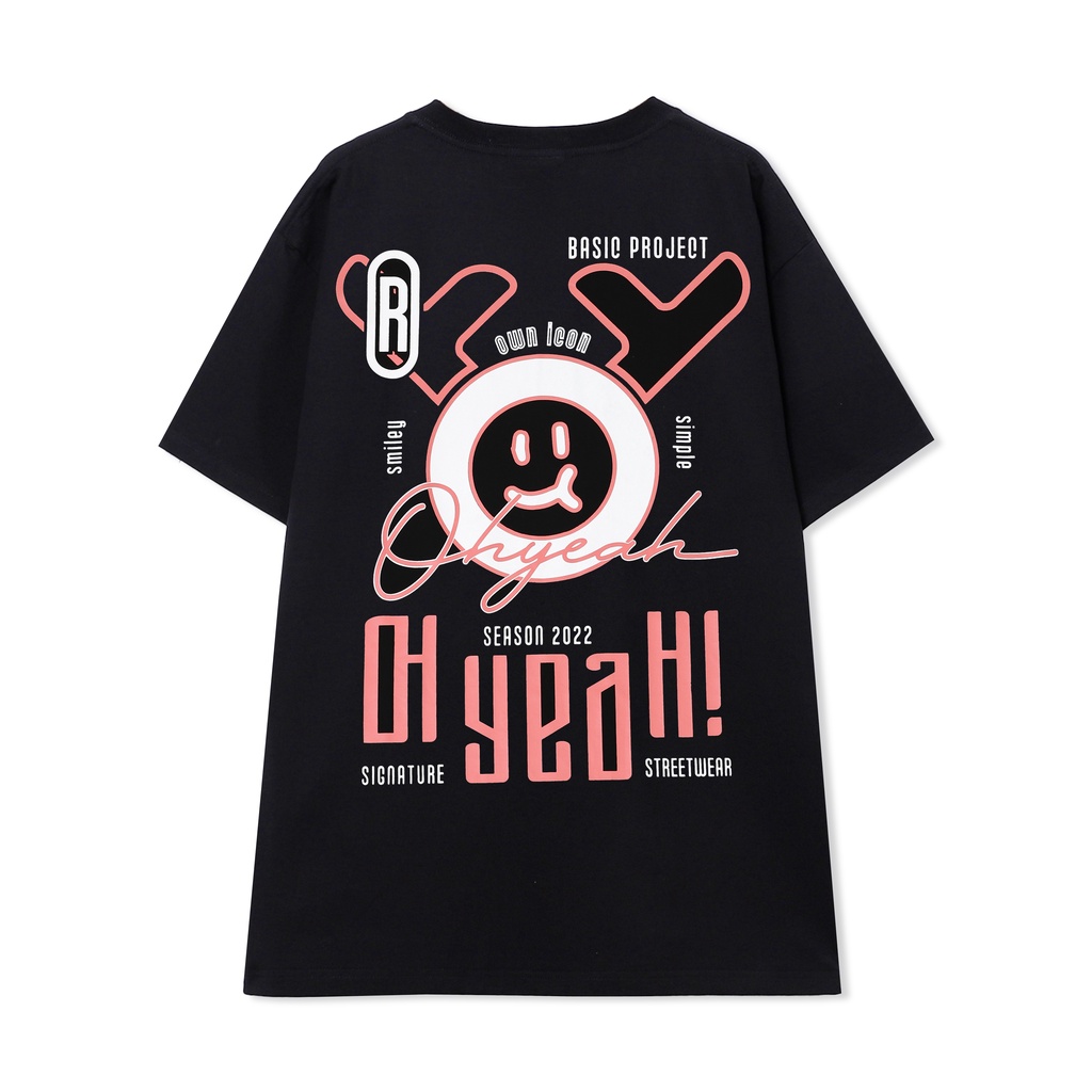 Áo thun tay lỡ OHYEAH phông Unisex nam nữ Premium Cotton oversize form rộng SIGNATURE v1.0 - Đen