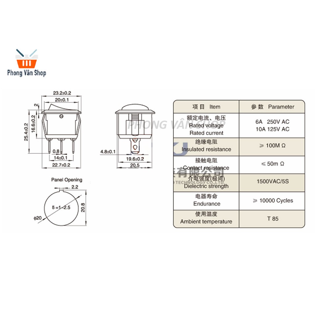 5 Công tắc bập bênh tròn đen - ON-OFF- ON - 3 chân