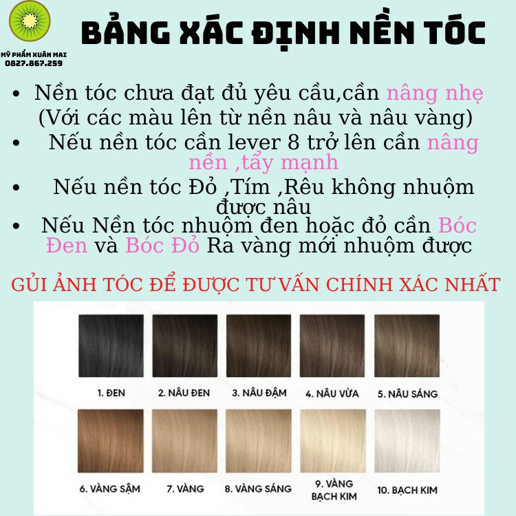 (KHÔNG TẨY100 %)Thuốc nhuộm tóc màu NÂU SỮA Tôn Da tặng kèm oxy