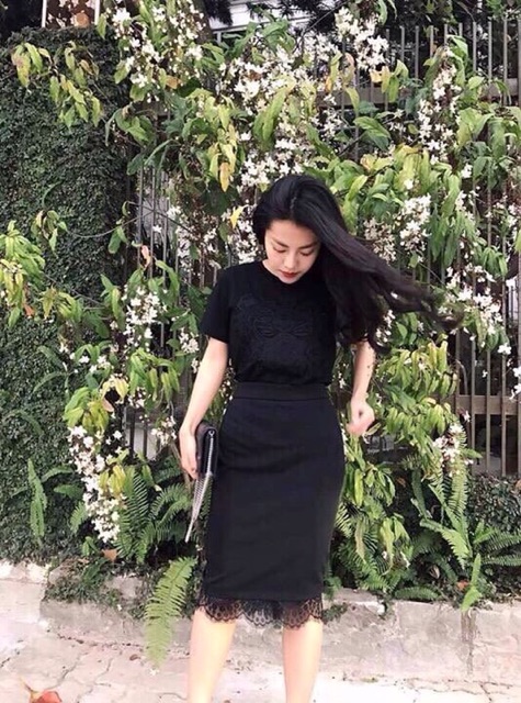 Chân váy công sở phối chân ren | BigBuy360 - bigbuy360.vn