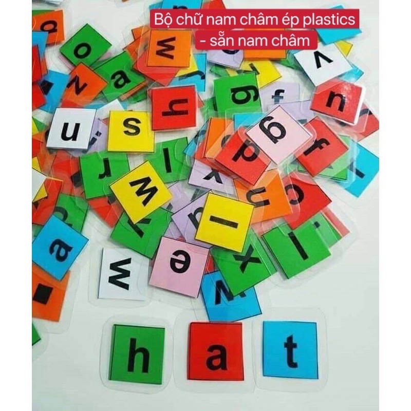 Bộ chữ 26 chữ cái ép plastic kèm nam châm