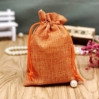 Túi vải dây rút cỡ nhỏ chất liệu vải bố thô màu cam nghệ kích thước 9x12 - unicorn