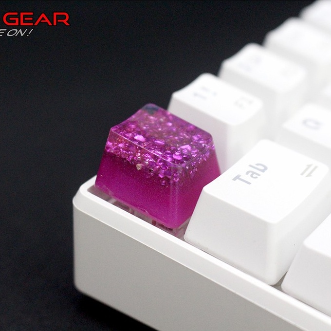 Keycap lẻ Artisan tinh thể tím hồng crystal chất liệu Resin Xuyên LED cực đẹp OEM profile