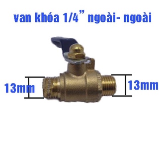 Van đồng khóa nước 1/4 (Ren 13) - loại dày - đồng thau 100% - van gạt khóa cao cấp