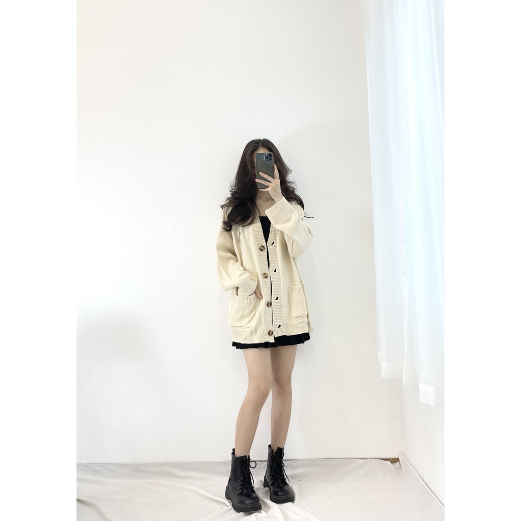 (FREESHIP) Áo cardigan 3 màu thêu logo ngực Miho house