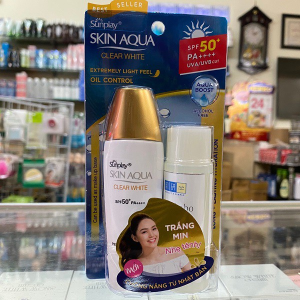 Sữa chống nắng dưỡng trắng Sunplay Skin Aqua Clear White SPF50 25g | BigBuy360 - bigbuy360.vn