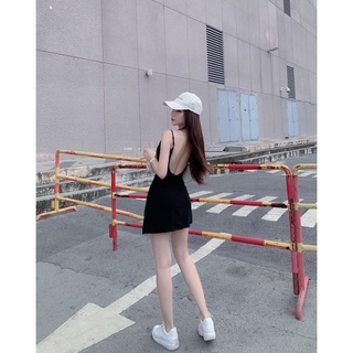 Đầm body hai dây xẻ trước sẵn mút ngực