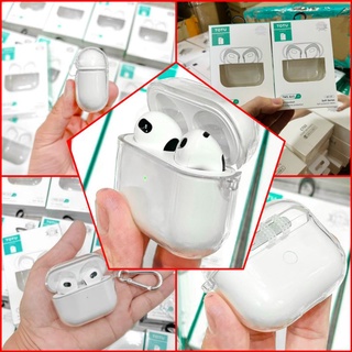Case ốp airpods 3 dẻo trong suốt TOTU liền nắp kèm móc treo