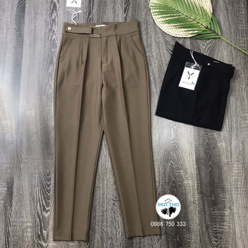 [Ảnh Thật] Quần Baggy Nữ Công Sở Đai Vuông, Màu Đen, Nâu Tây Sang Trọng. Chất Vải Vitex Cao Cấp, Cạp Cao Thanh Lịch | BigBuy360 - bigbuy360.vn