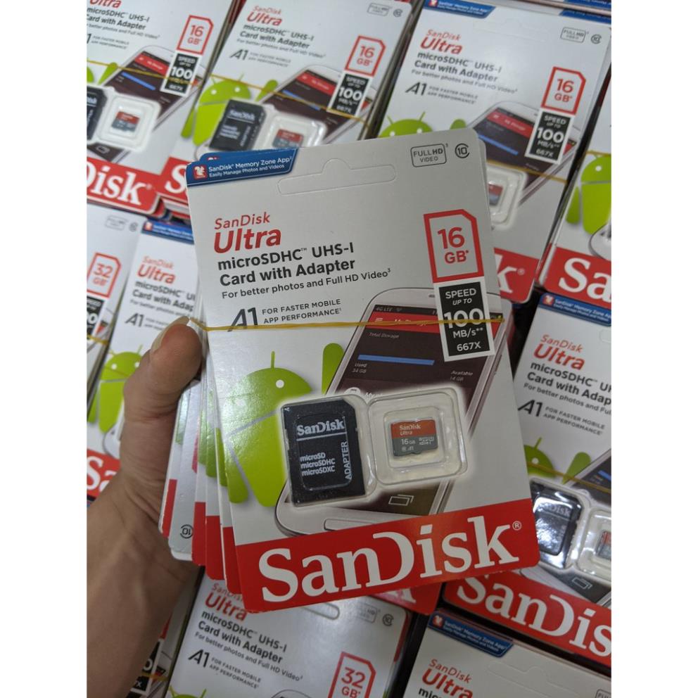 Thẻ nhớ sandisk 64GB /32Gb/16GB/8GB dùng điện thoại, máy ảnh - Thẻ nhớ tốc độ cao Class 10 Ultra 667x 100MB/s -BH 5 năm