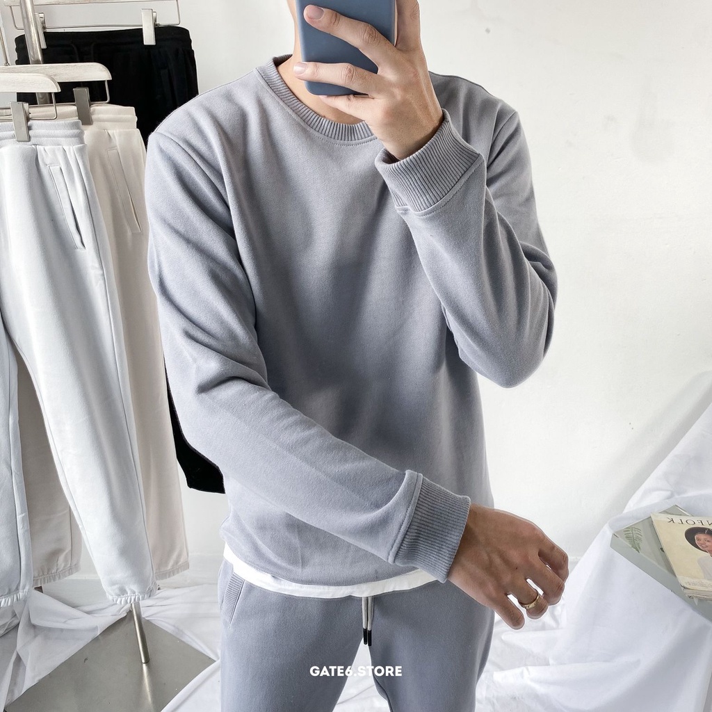 Bộ nỉ Thu Đông Nam Nữ BT, set áo quần jogger thể thao thun bông màu trơn dáng regular fit GATE6 - #4733