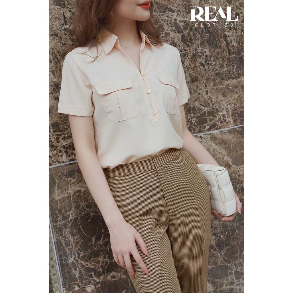 Sơ mi túi hộp nude_REAL