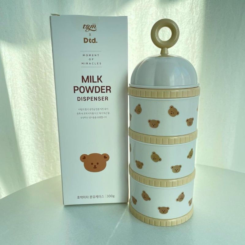 Hộp chia SỮA VÀ THỨC ĂN Họa tiết 3 ngăn TGM Nội địa HÀN QUỐC