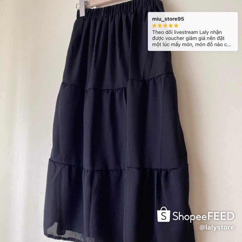 Chân váy dài nữ , đầm babydoll 3 tầng dáng xòe chữ a ulzzang trắng đen LALY CV02 | BigBuy360 - bigbuy360.vn
