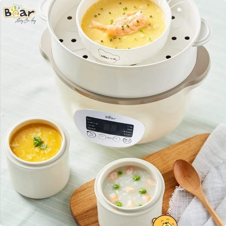 Nồi Nấu Cháo Ninh Hầm Chưng Cách Thủy Bear, Nồi Bear Nấu Cháo Chậm Cho Bé 1,6L Bản Quốc Tế