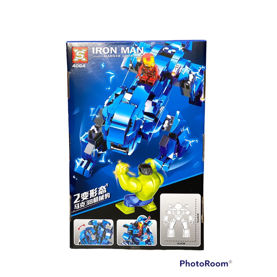 Bộ xếp hình lego lắp ghép IRONMAN HULKBUSTER 4062 4063 4064 4065 lôgo Hammerhead Siêu Robot Hulk Buster người sắt