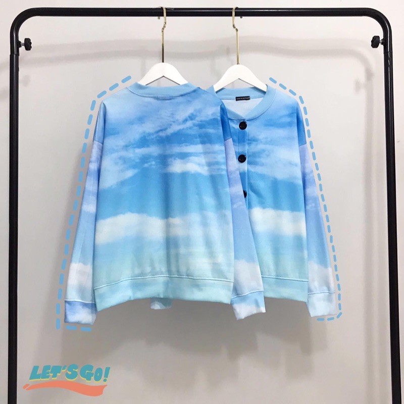 Áo Cardigan Loang 3D Đám Mây Ảnh Thật