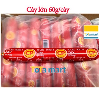 Xúc xích cay CP cây lớn 60g/cây. HSD ghi rõ bên dưới.