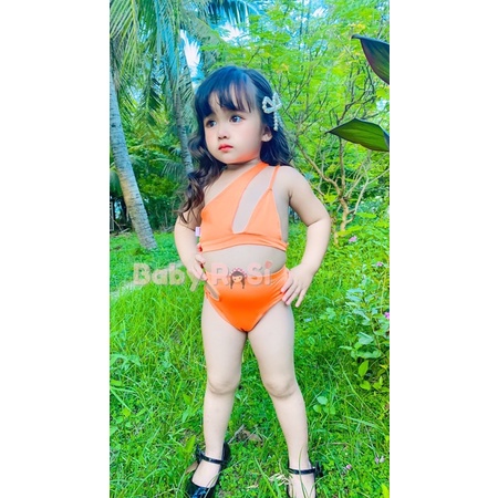 set bikini chéo dây sẻ hông cho bé