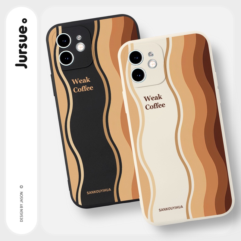 Ốp lưng JURSUE mềm viền vuông hình độc lạ đen Cho iPhone 14 13 12 11 Pro Max SE 2020 X XR XS 8 7 ip 6S 6 Plus Y2202