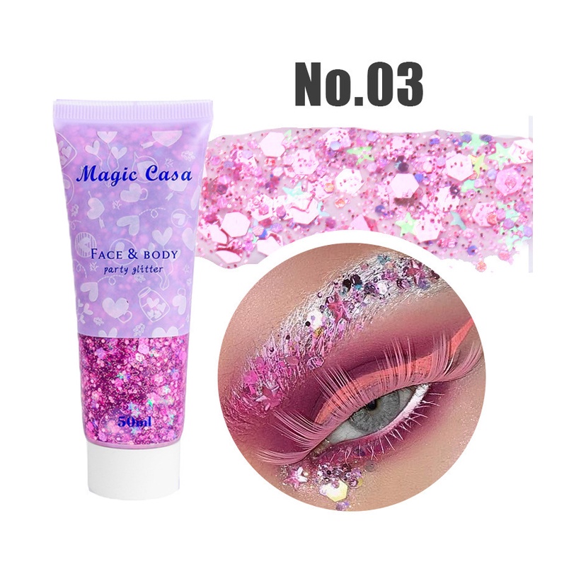 Kim sa trang điểm mặt và cơ thể RIPE GIRL dạng gel lấp lánh nổi bật vào ban đêm màu đơn lâu trôi