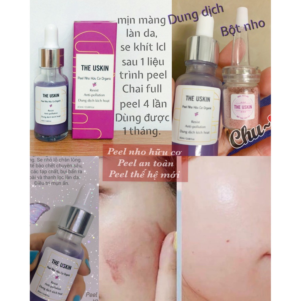 [Peel Nho Hữu Cơ] Căng Mọng Se khít Lcl, không bong căng bóng da [Set full peel 4 lần]