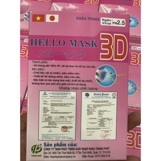 Khẩu Trang 3D Hello Mask (Hộp 10 cái)