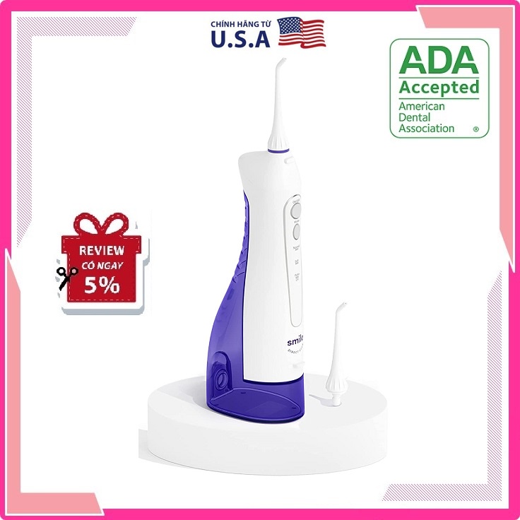 Máy tăm nước Smile Direct Club Cordless Water Flosser Bình Nước cỡ lớn lên tới 90s