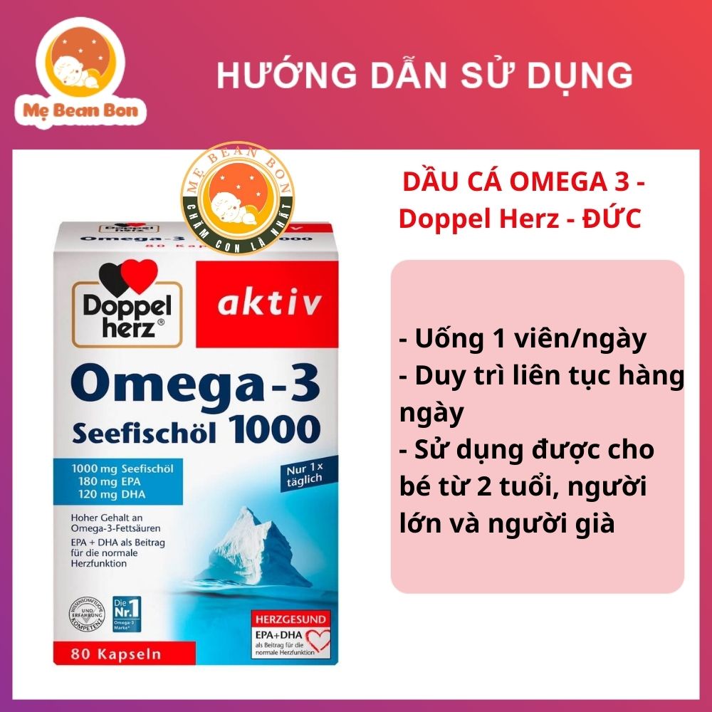 Dầu cá bổ mắt đẹp da của Đức Omega 3 Doppelherz seefischol 1000mg + vitamin E