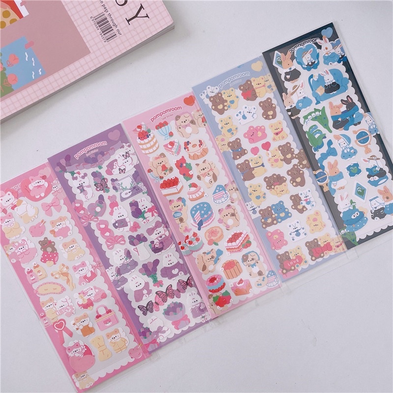 Sticker cute/ Tấm sticker hình dán hologram Pompomroom dễ thương trang trí toploader sổ planner bullet journal Tẻn Tẻn