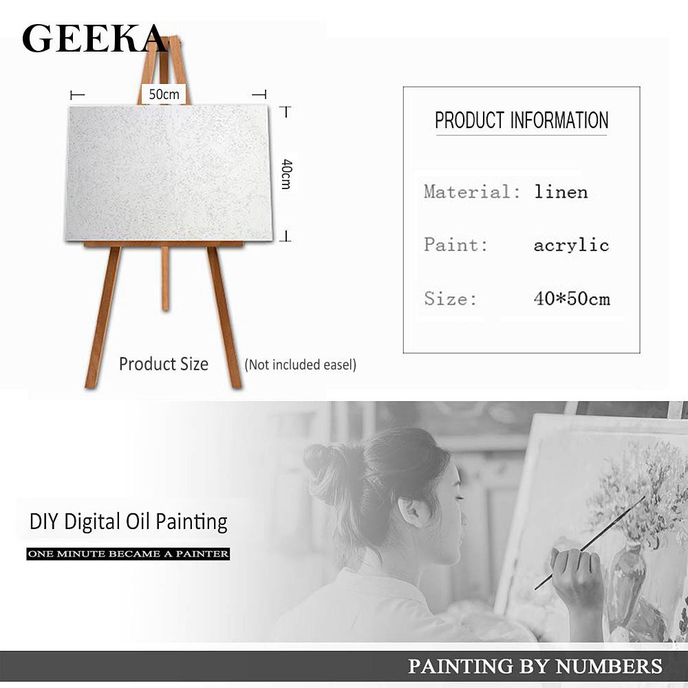 geeka Paint by Numbers Kit 40 x 50cm DIY Oil Painting Without Frame Charming Flowers For Home Decoration  Practical