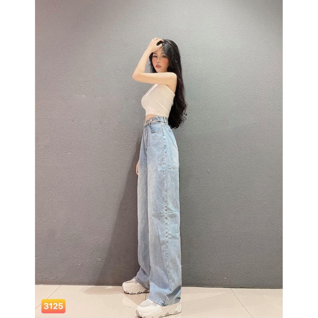 [ FREESHIP ] QUẦN JEAN ỐNG RỘNG NỮ MÀU NHẠT LAI TUA ĐAI HOT RÍU RÍT BABO CỰC HOT